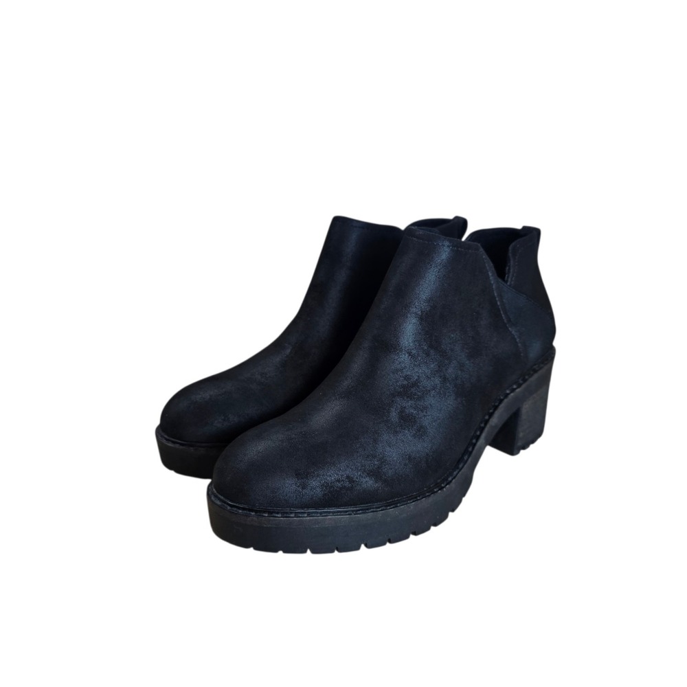 Crown Vintage Black Chelsea Boots Womens 9 Platform Lug Sole Chunky Ankle